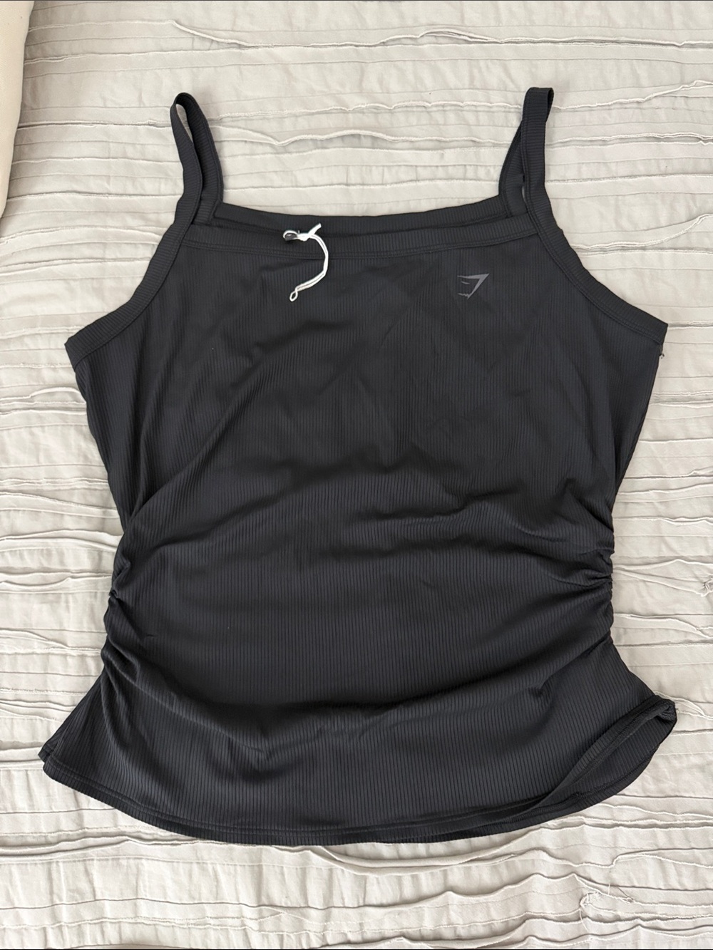 Gymshark Black Ribbed Tank Top— Women's Slim Active Tank XL